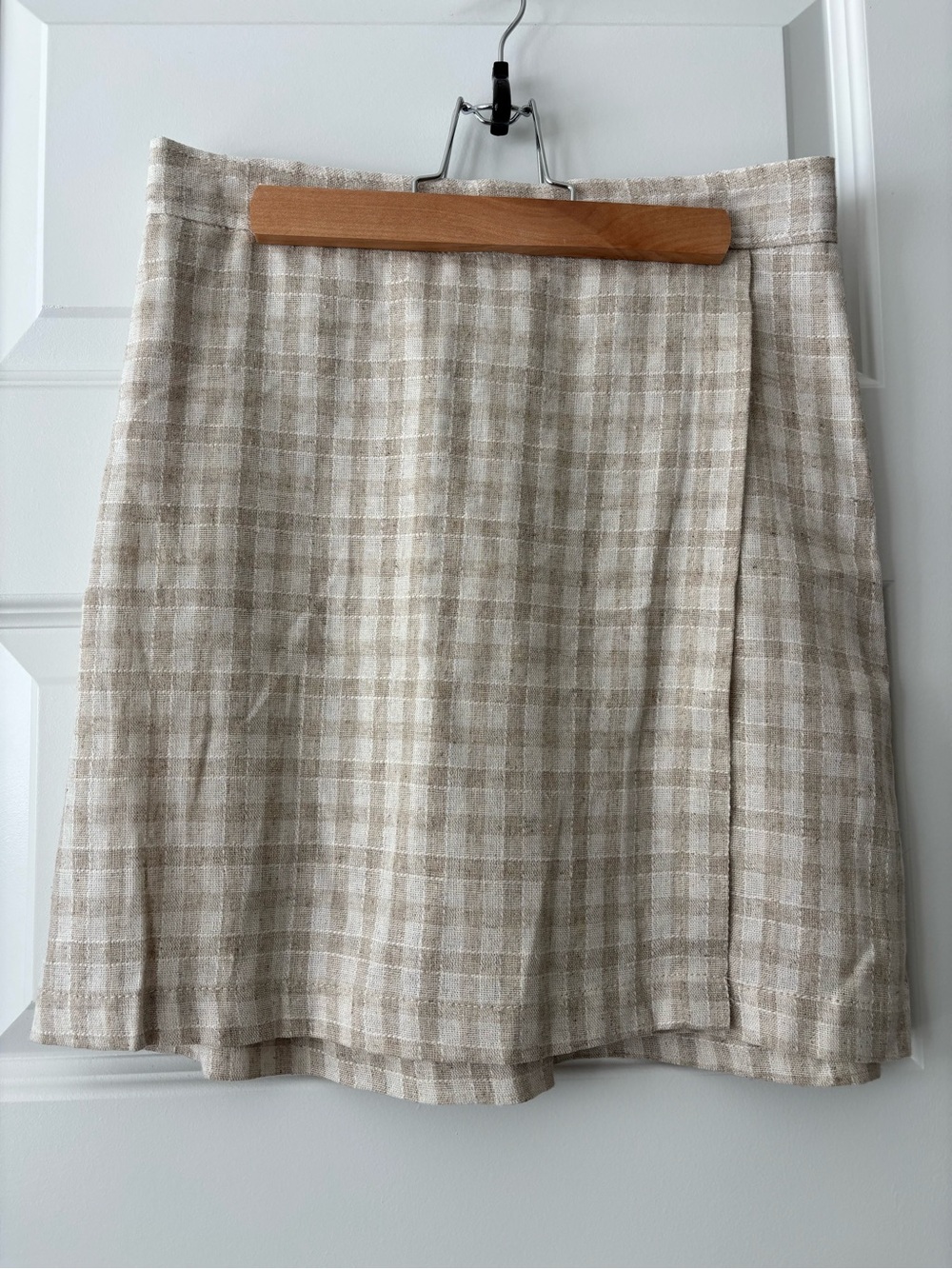 Max Studio Beige Plaid A-Line Skirt S